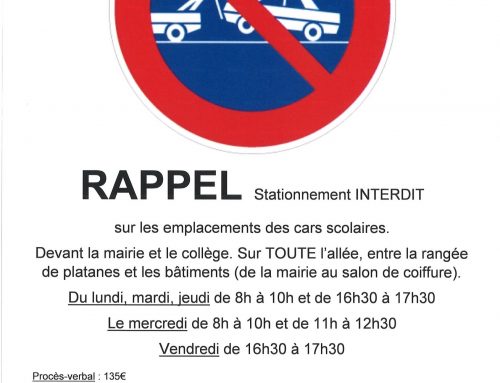 RAPPEL – INTERDICTION DE STATIONNER DEVANT LE COLLEGE