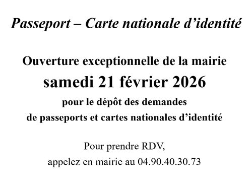 Samedi 21 février – Mairie LAPALUD – Passeport et carte d&rsquo;identité