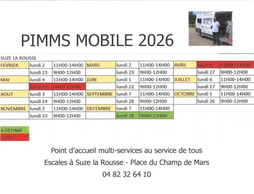 PIMMS Camion d&rsquo;aide à vos démarches en ligne – planning 2026 escales à Suze la Rousse