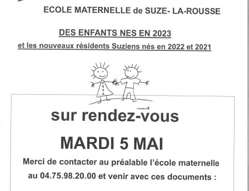 Mardi 5 mai : Inscriptions Ecole maternelle