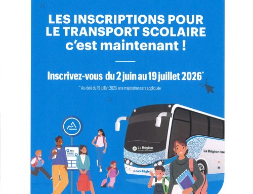 TRANSPORTS SCOLAIRES – Inscriptions du 2 juin au 19 juillet