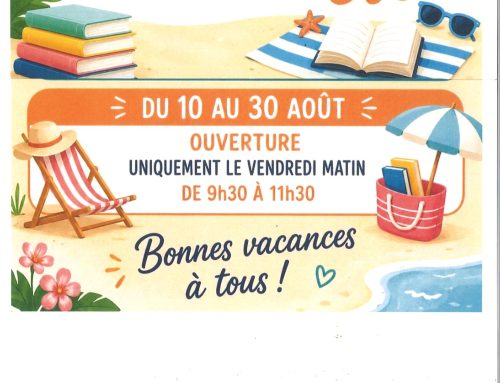 Jusqu&rsquo;au 30 août – Bibliothèque ouverte uniquement le vendredi matin