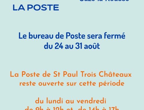 Du 24 au 31 août – Fermeture de LA POSTE